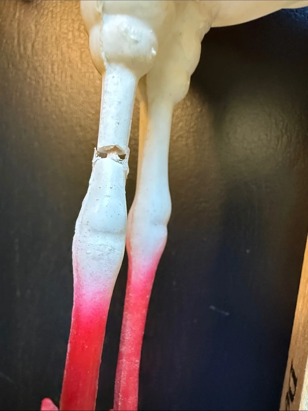 Vintage baby shower White & Pink Stork Figurine with Red Beak as-is